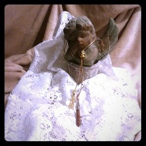 Handmade leather and gemstone Lariat drop necklace